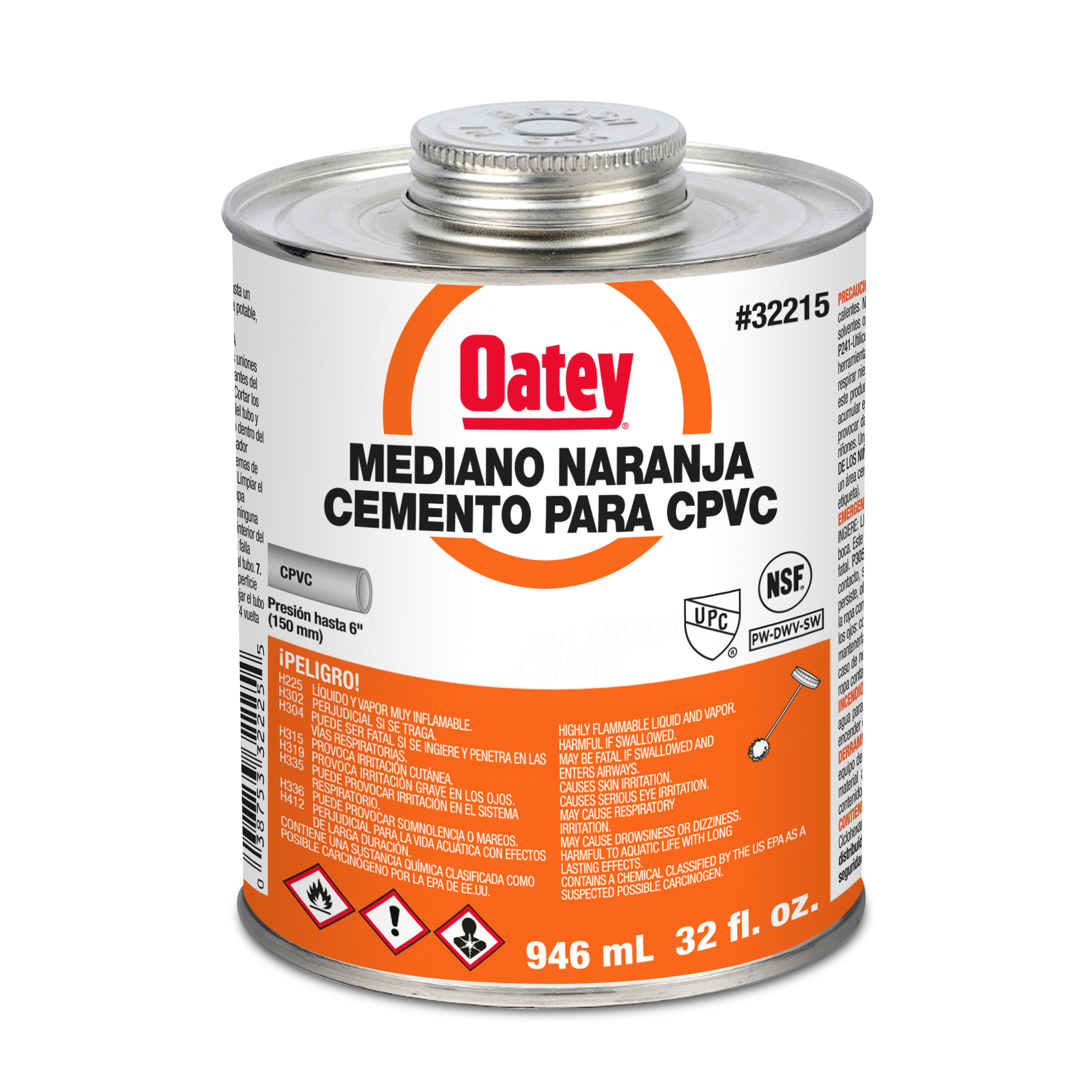 Pegamento CPVC Mediano Naranja 1/4 Gl (32 Oz) Oatey
