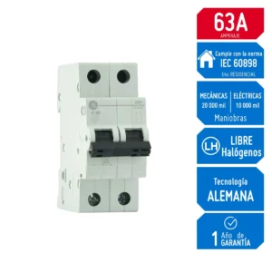 Llave Térmica Riel DIN DMS 2X63A 6KA 690996 G. Electric