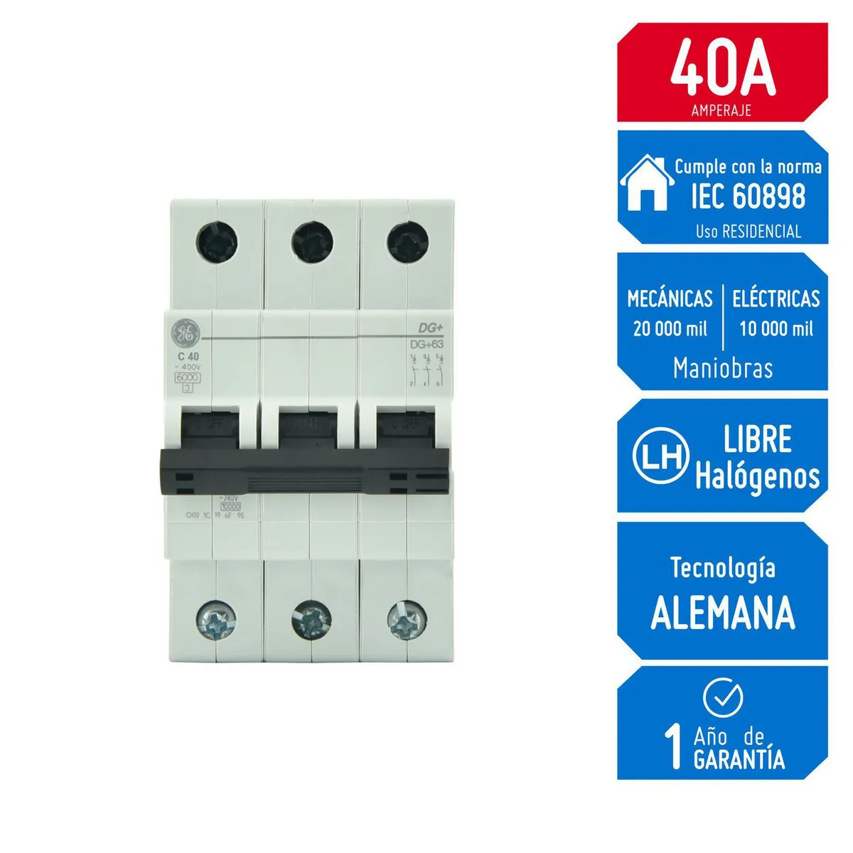 Llave Térmica Riel DIN DMS 3X40A 6KA 691003 G. Electric