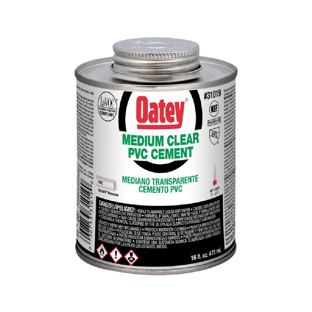 Pegamento PVC Mediano Negro 1/8 Gl (16 Onzas) Oatey