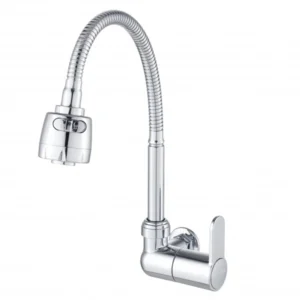 Llave para Lavadero Cromada Pico Flexible Cromado Brikkel Wave Metusa